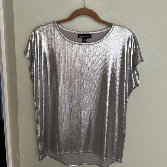 INC International Concepts Tops - Silver Metallic Top
